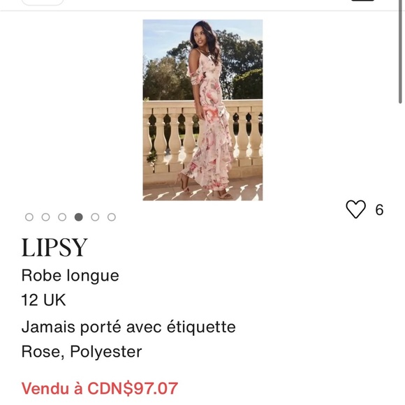 Lipsy Beautiful Floral Pink and White Maxi Dress Asymmetrical - Picture 6 of 6